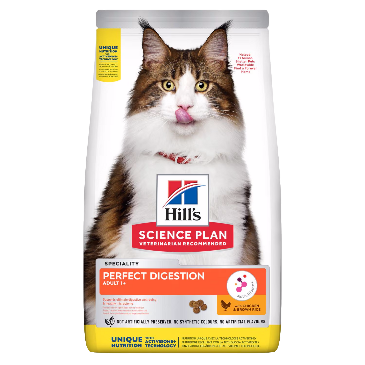 Bag of Hills' Science Plan cat food with a cat on the label