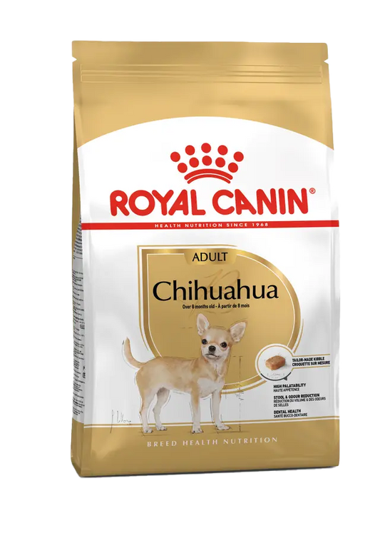 Royal Canin Chihuahua dog food packaging on a white background