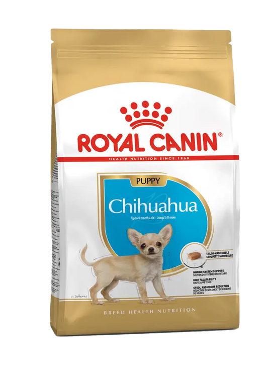 Royal Canin Chihuahua Puppy dog food packaging on a white background