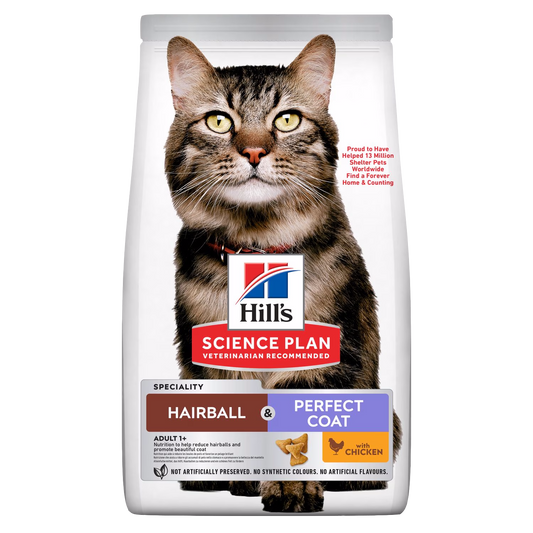 Bag of Hills Science Plan cat food with a cat on the label