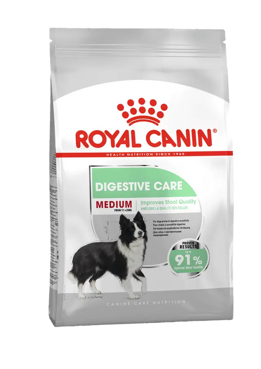 Royal Canin Digestive Care dog food package on a white background