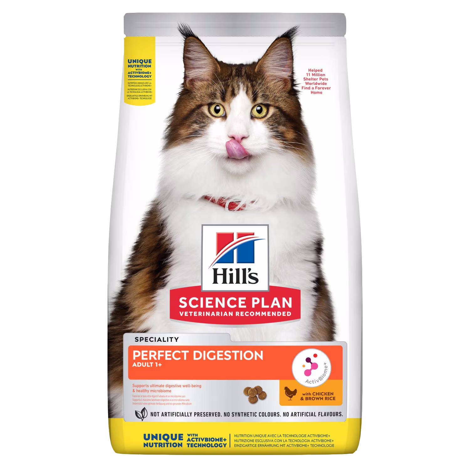 Bag of Hills' Science Plan cat food with a cat on the label