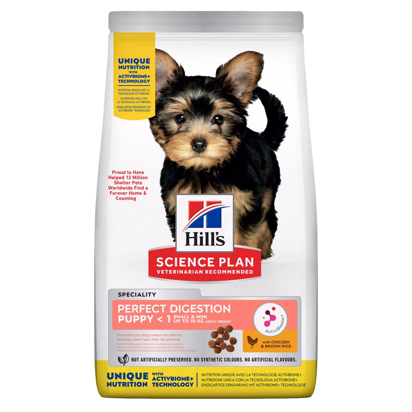 Hill's Science Plan puppy food packaging with a small dog on the label.