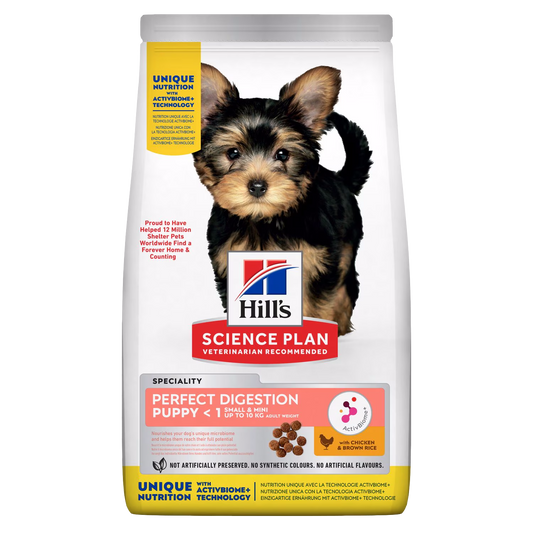 Hill's Science Plan puppy food packaging with a small dog on the label.