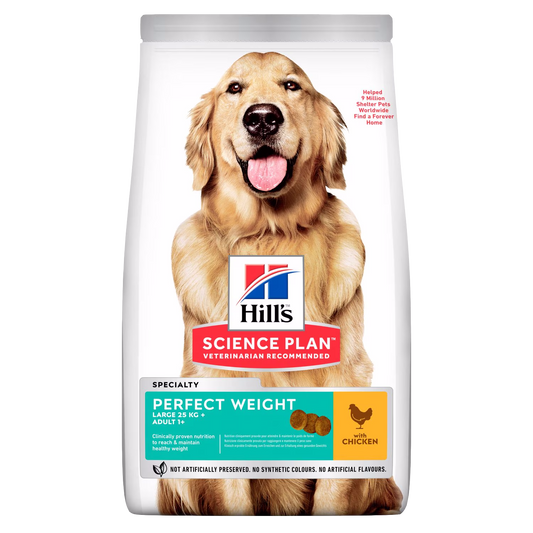 Hill's Science Plan dog food bag with a golden retriever on a white background