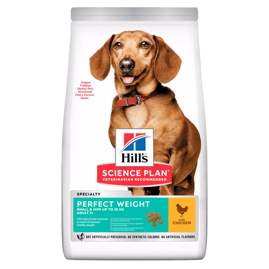 Hill's Science Plan dog food bag with a dachshund on a white background