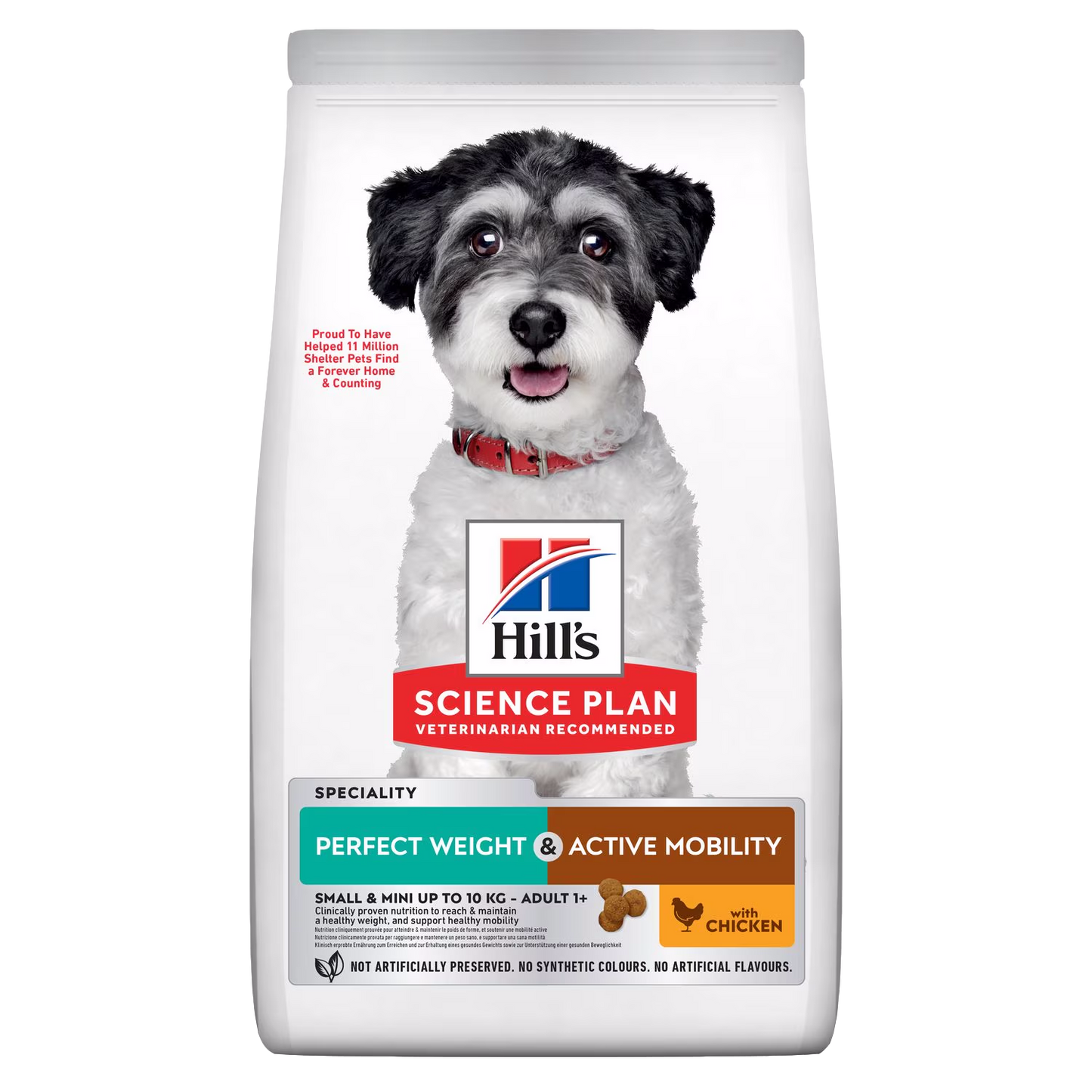 Hill's Science Plan dog food package with a dog on the label against a white background