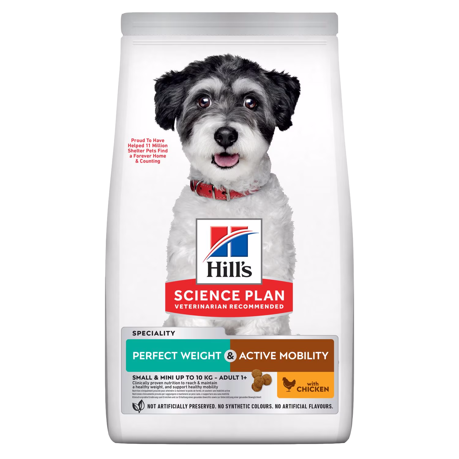 Hill's Science Plan dog food package with a dog on the label against a white background
