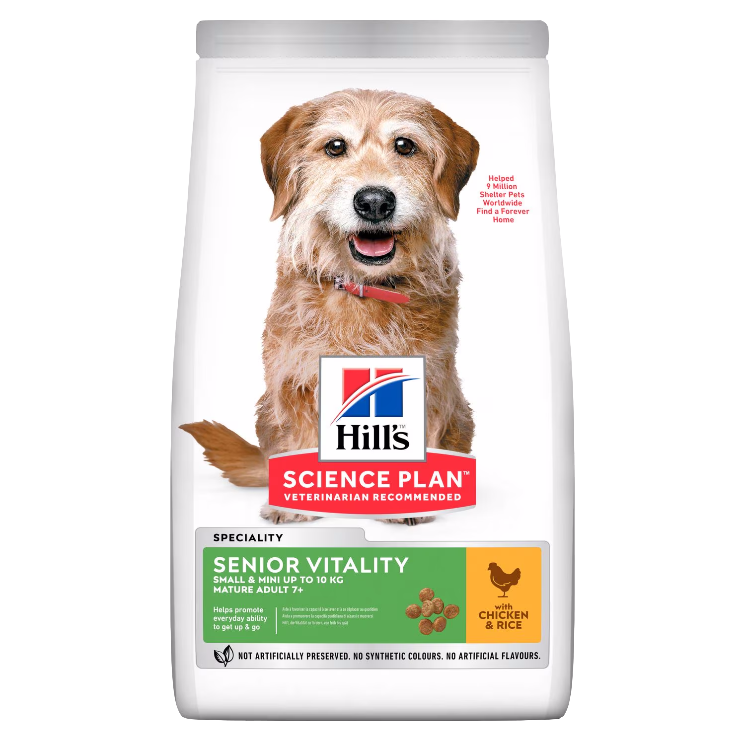 Hill's Science Plan dog food package with a dog on the label against a white background