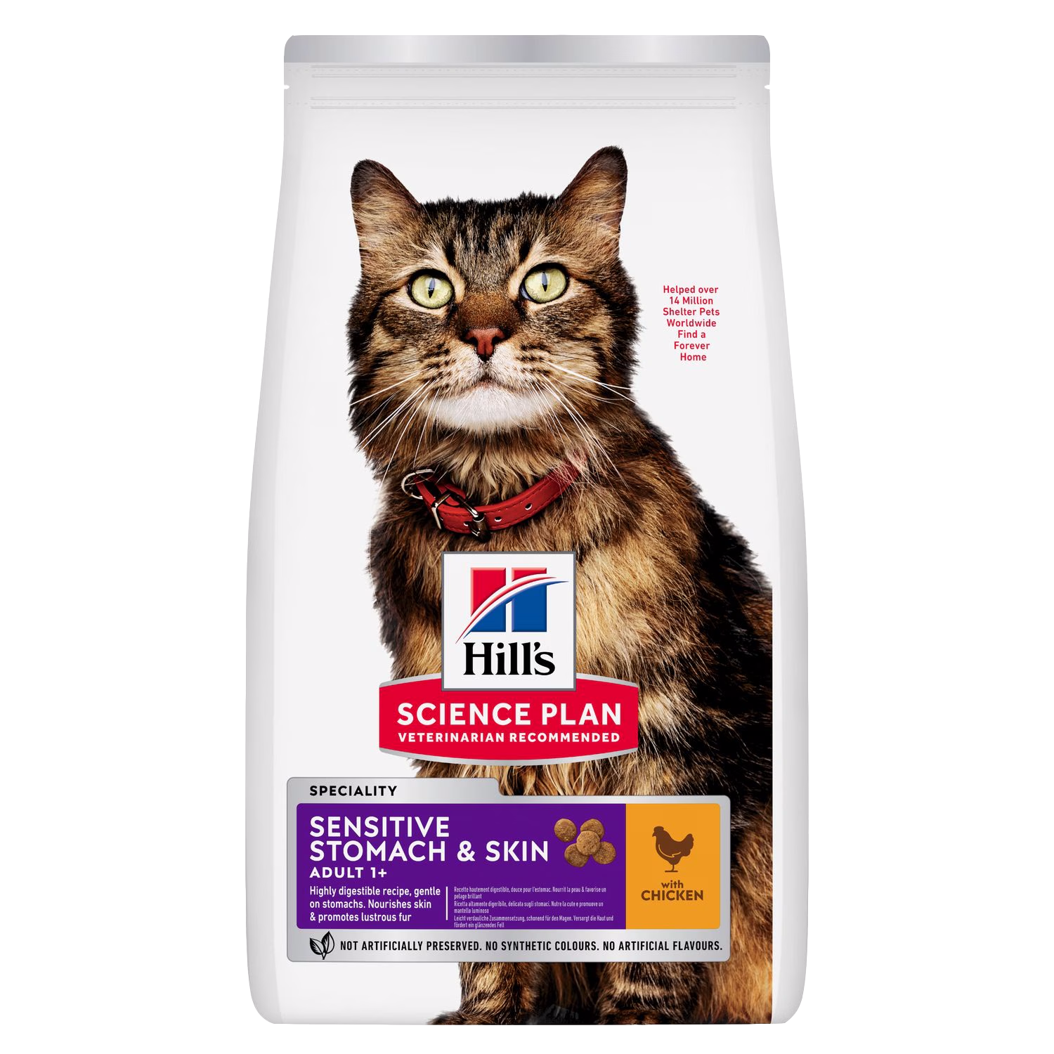Hills Science Plan cat food bag with a cat on the label