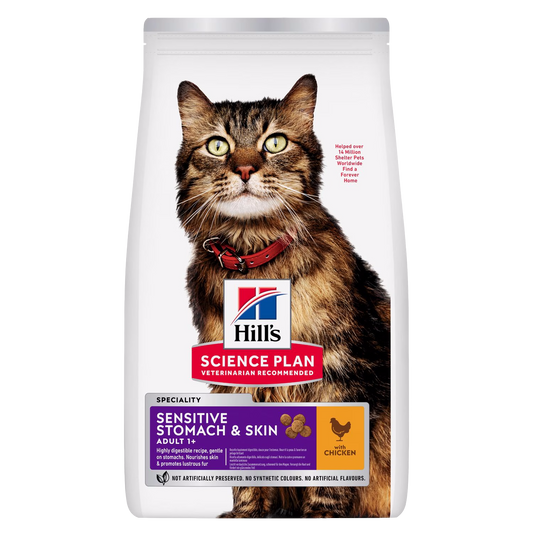 Hills Science Plan cat food bag with a cat on the label