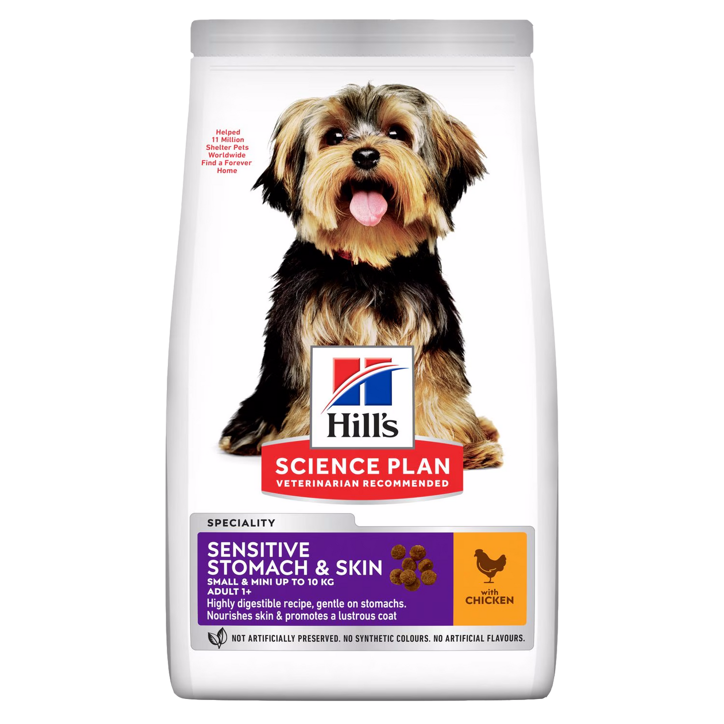 Hill's Science Plan dog food package with a dog on the label on a white background