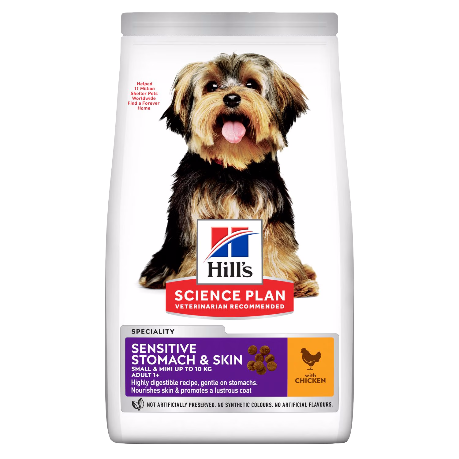 Hill's Science Plan dog food package with a dog on the label on a white background